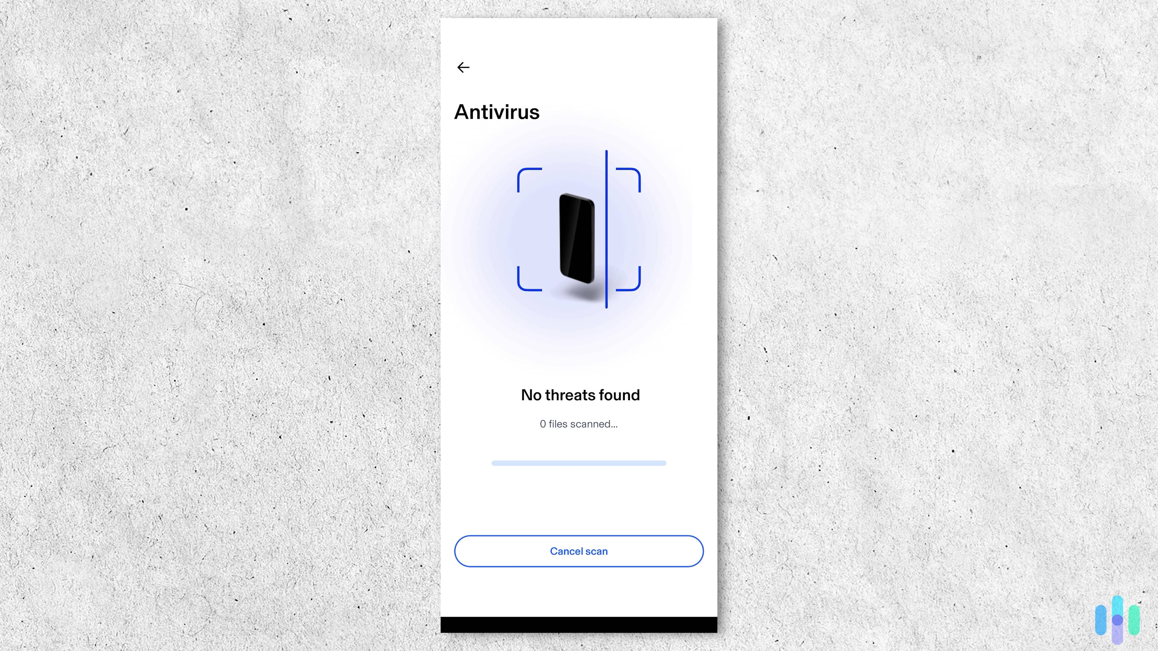Aura’s antivirus protected our laptops and mobile devices. Here it is scanning our Pixel 7 for threats.