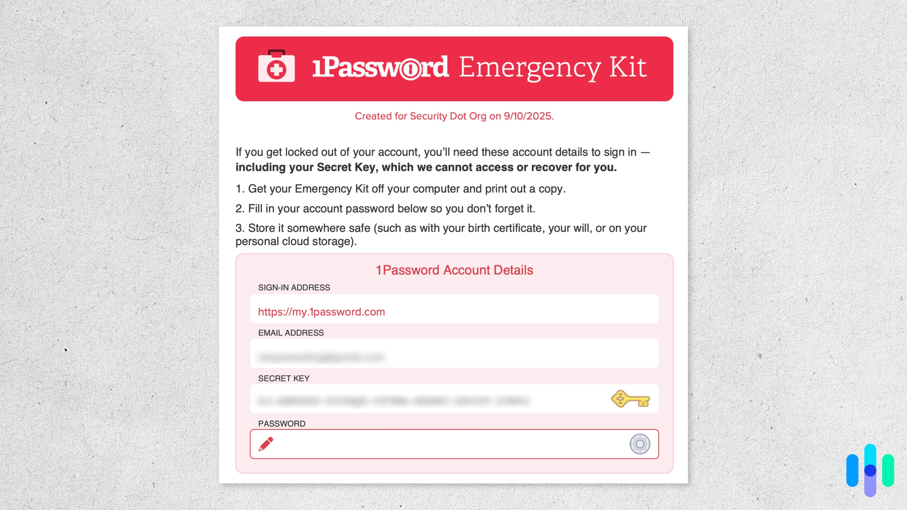 1Password takes security seriously, so much so that you’d need a 35-character Secret Key to recover your account if you’re locked out.