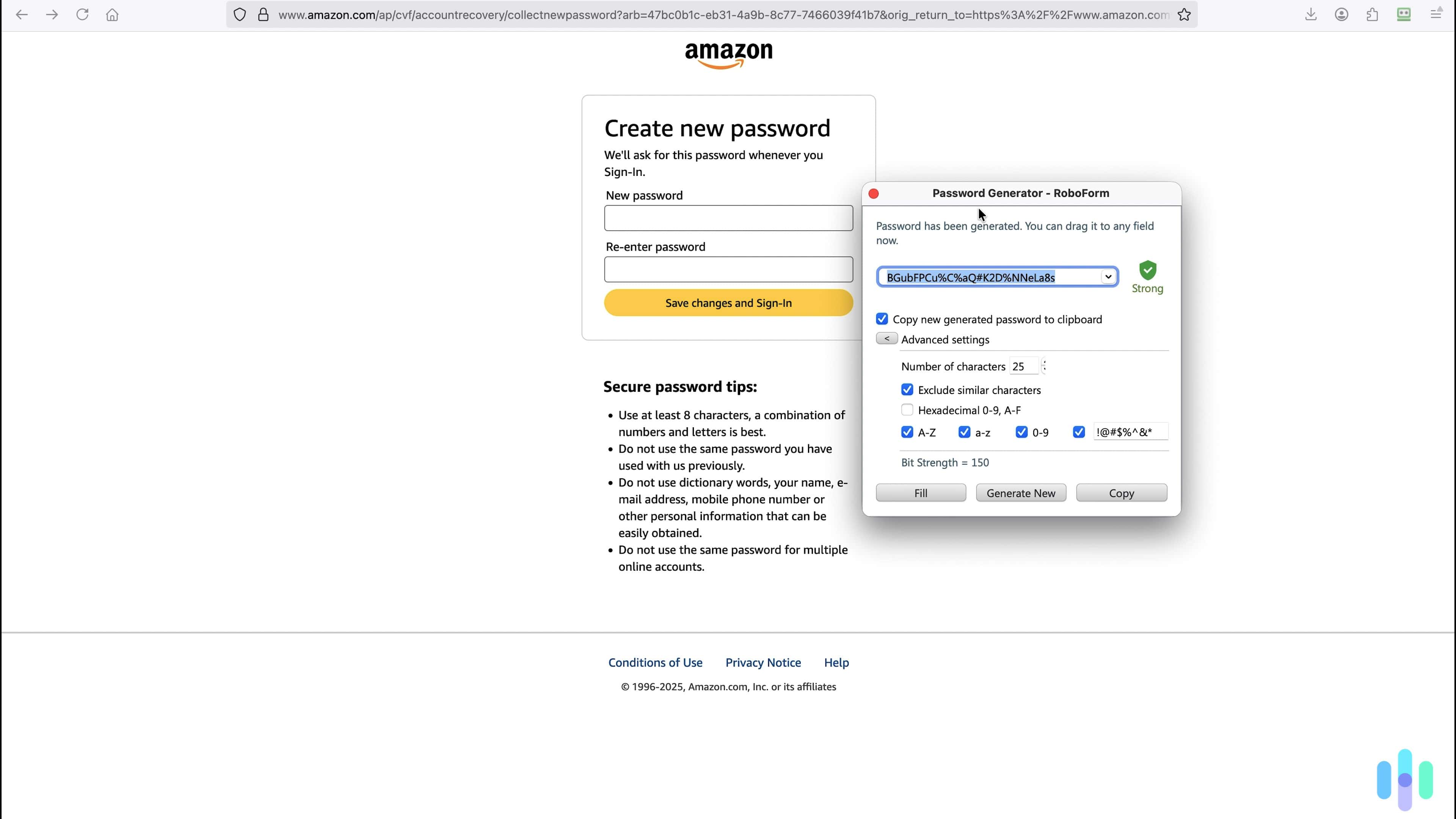 It’s easy to customize the characteristics of RoboForm’s password generator to meet your needs
