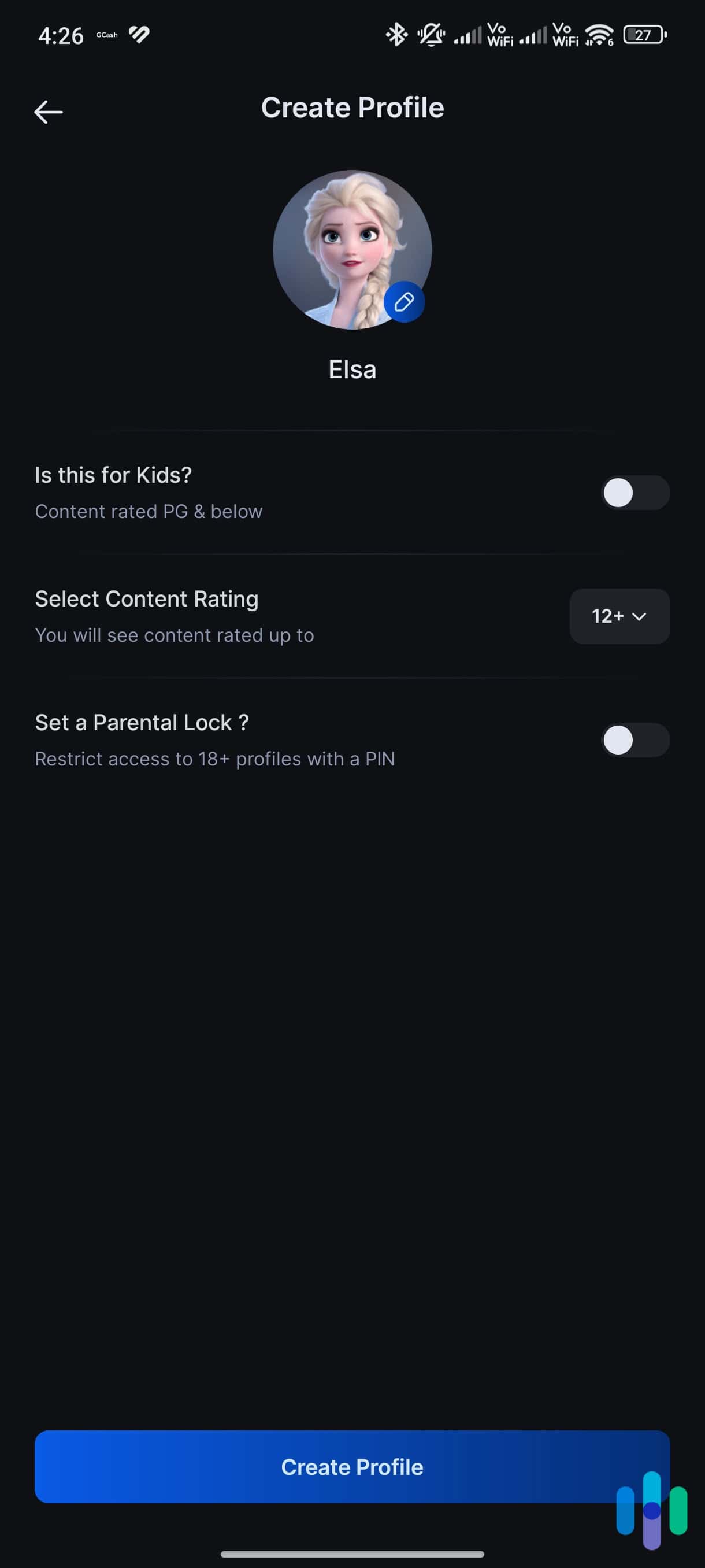 Creating a standard profile with content rating limits. Creating a standard profile with content rating limits.