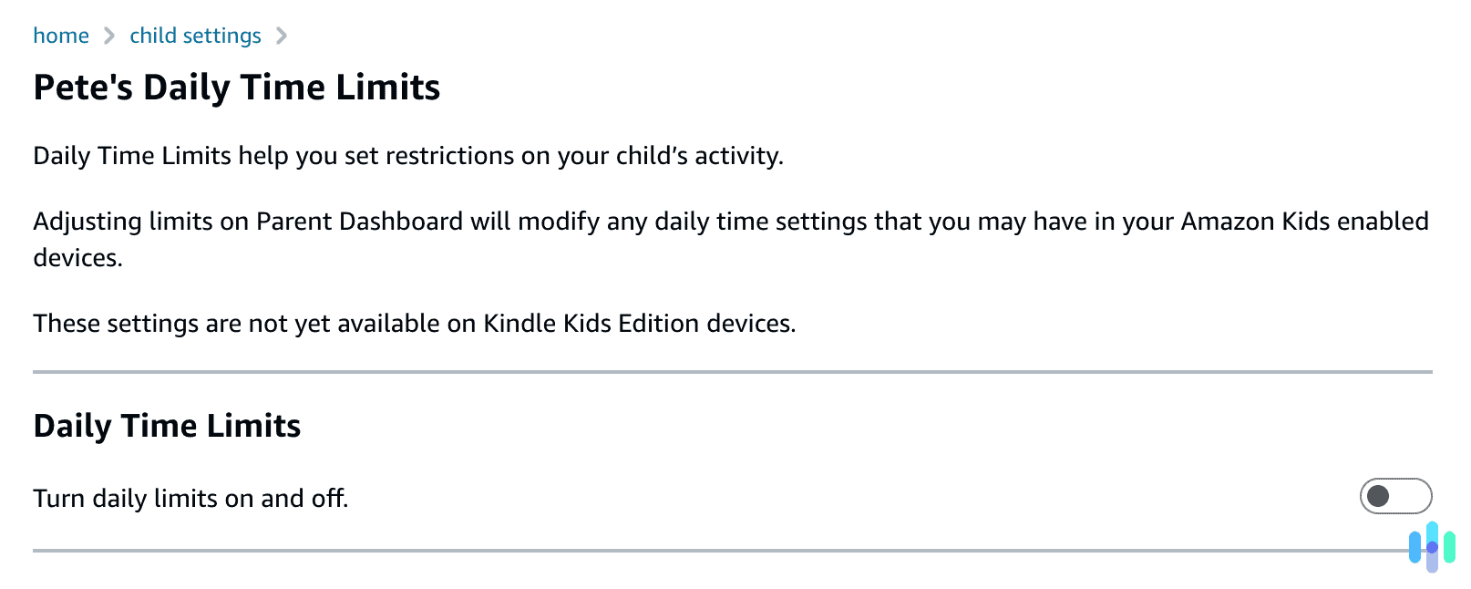 We could set up daily time limits to restrict strict time. We could set up daily time limits to restrict strict time.