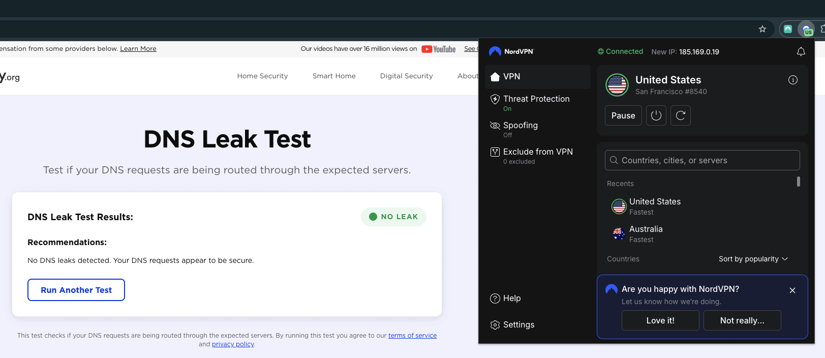 An example of a positive rest result from our DNS Leak Test tool. An example of a positive rest result from our DNS Leak Test tool.