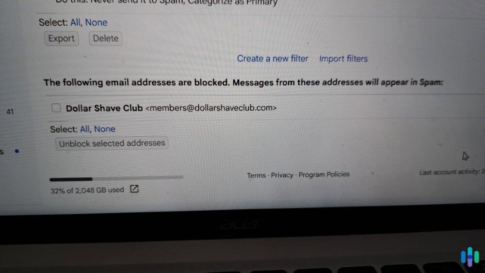 Google provides a full list of all the emails you’ve blocked in their Gmail settings page. Google provides a full list of all the emails you’ve blocked in their Gmail settings page.