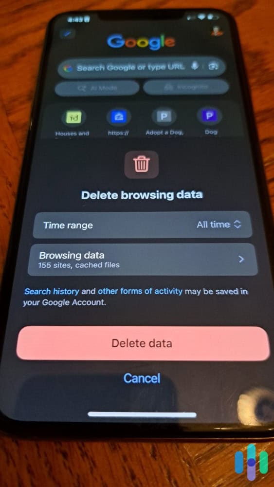 Instead of going through your app settings, you can delete your Chrome cookies on your iPhone directly in the Chrome app. Instead of going through your app settings, you can delete your Chrome cookies on your iPhone directly in the Chrome app.