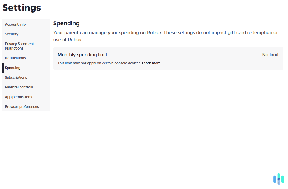 Roblox allows managing spending limits (1) Roblox allows managing spending limits