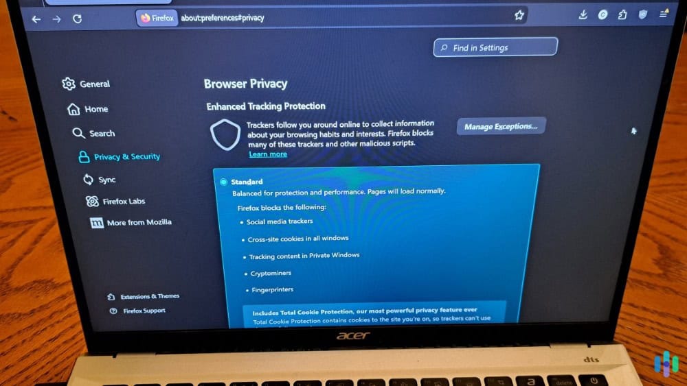 We find Firefox’s Standard setting for its Enhance Tracking Protection offers a good balance between privacy and functionality. We find Firefox’s Standard setting for its Enhance Tracking Protection offers a good balance between privacy and functionality.