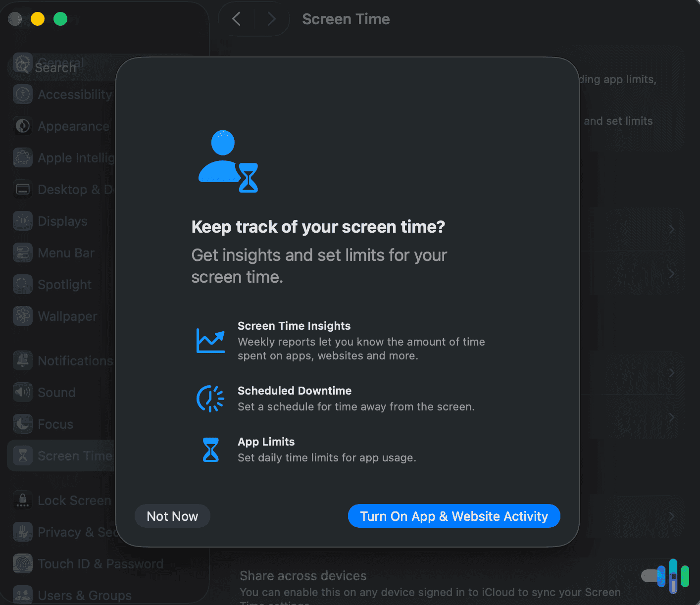 We set up screen time reports and app limits on our child’s MacBook Pro. We set up screen time reports and app limits on our child’s MacBook Pro.