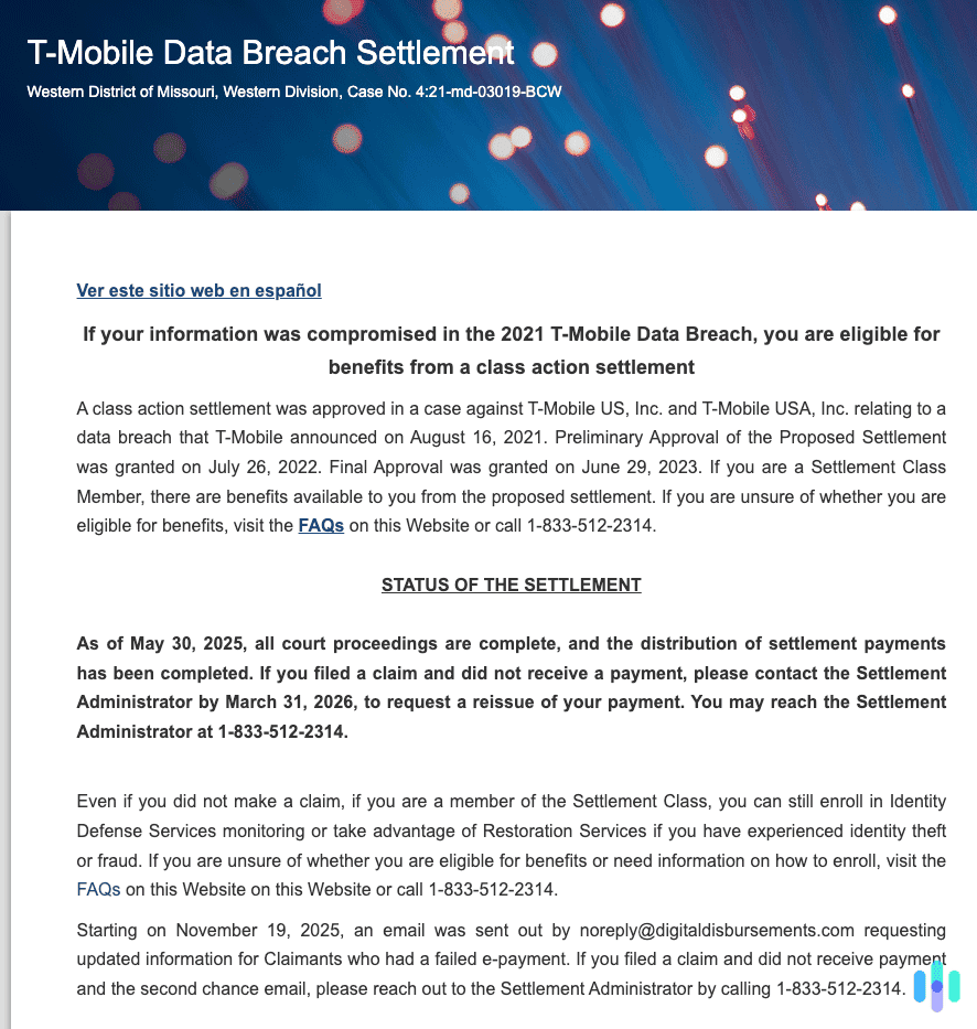 The t-mobilesettlement.com website includes all the information impacted customers need to know about the case The t-mobilesettlement.com website includes all the information impacted customers need to know about the case.