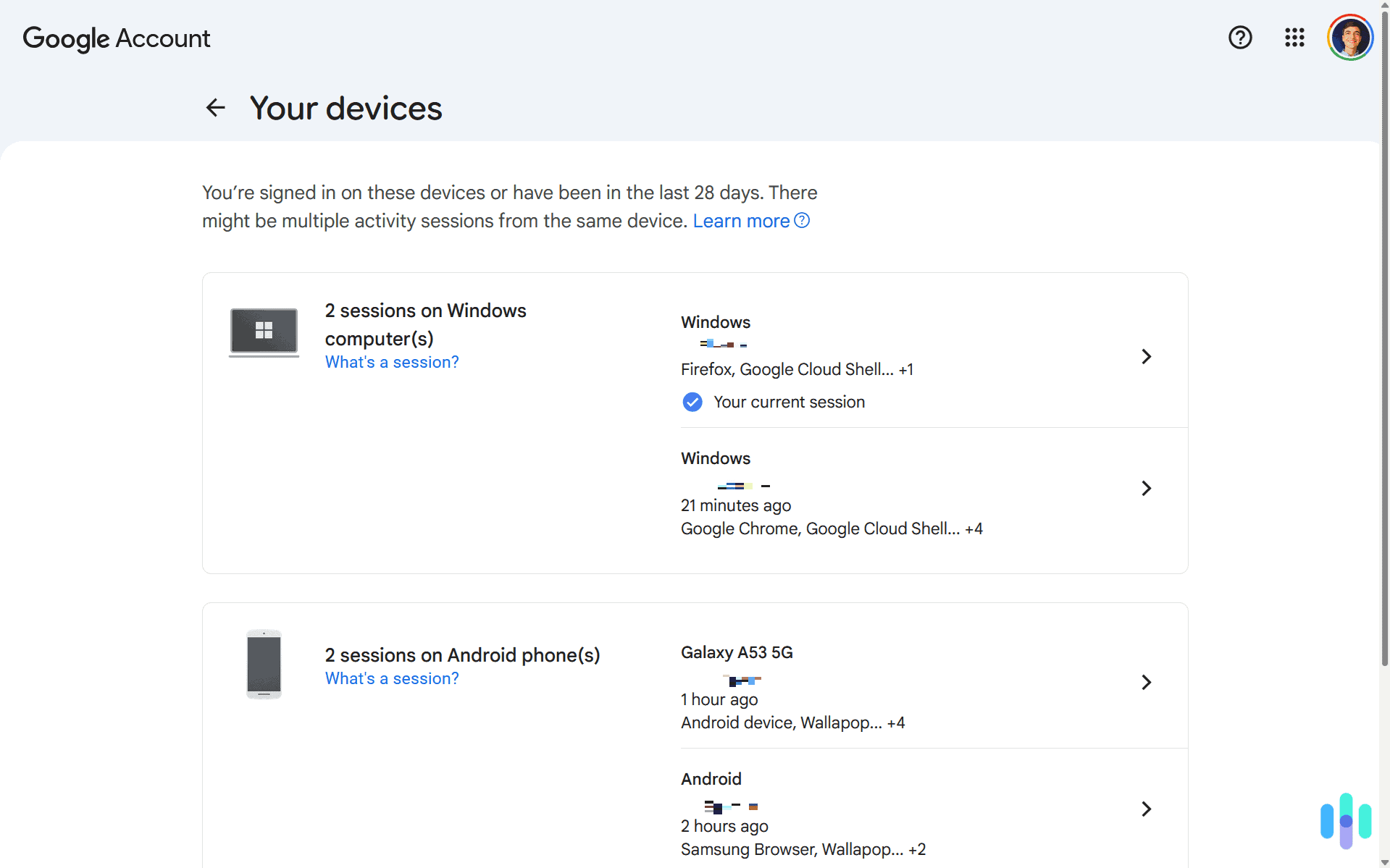 We check the devices associated with our Google Account every 28 days so we never miss a linked device We regularly check the devices associated with our Google Account for potential security risks