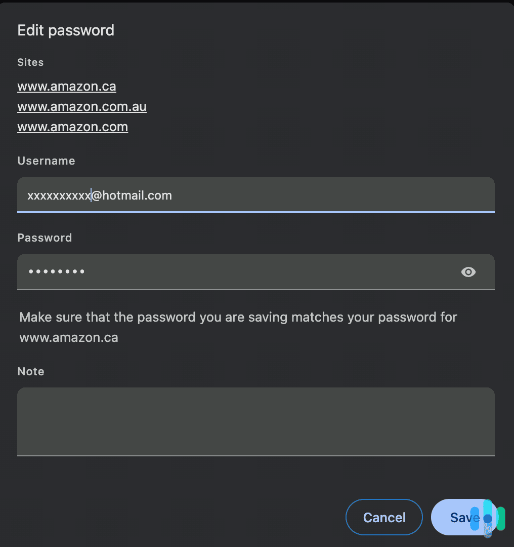 If you forget to hit update password, you can manually change it in Google Password Manager If you forget to hit update password, you can manually change it in Google Password Manager.