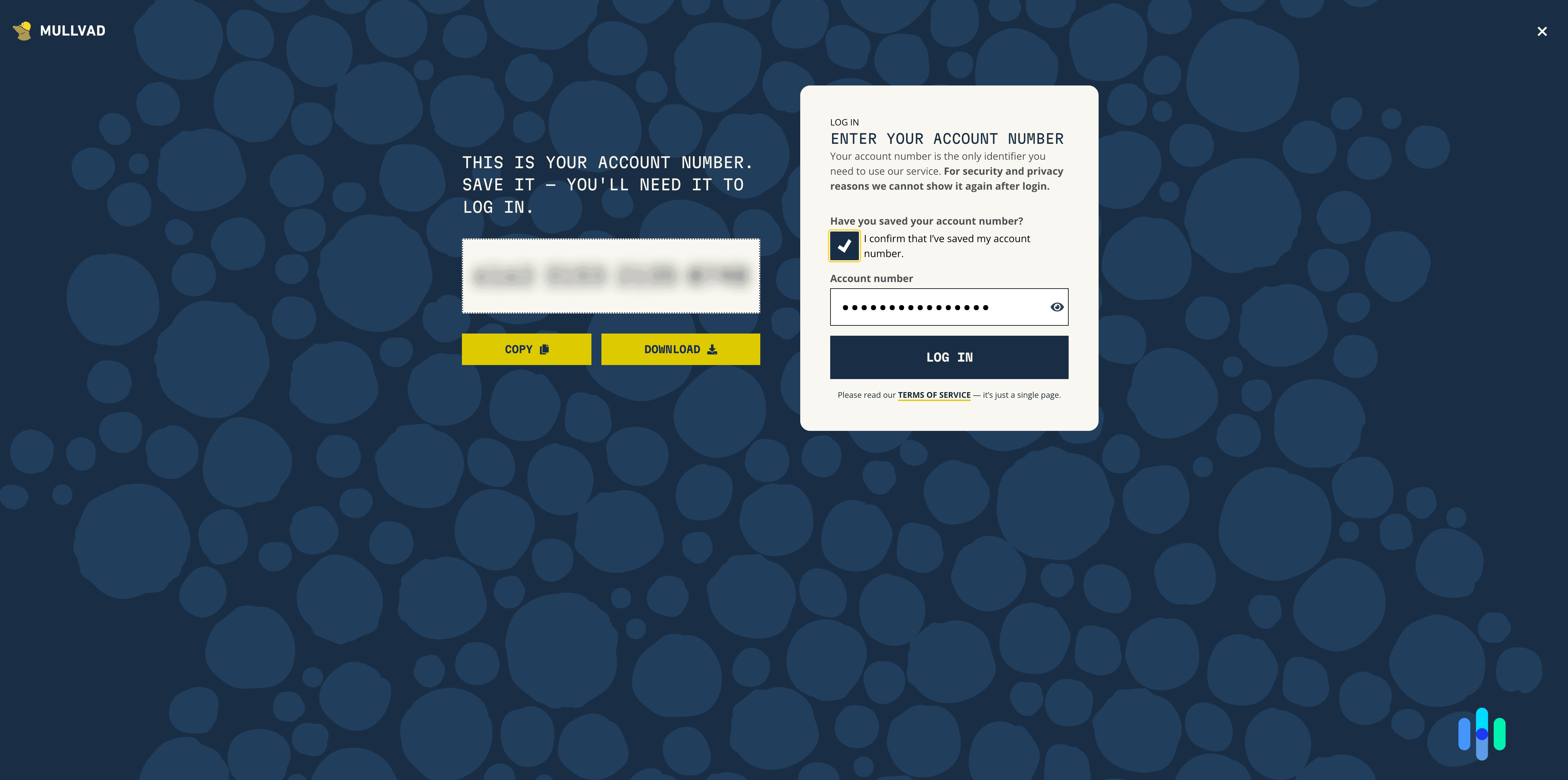 Generating our account number as part of Mullvad’s signup process Generating our account number as part of Mullvad’s signup process