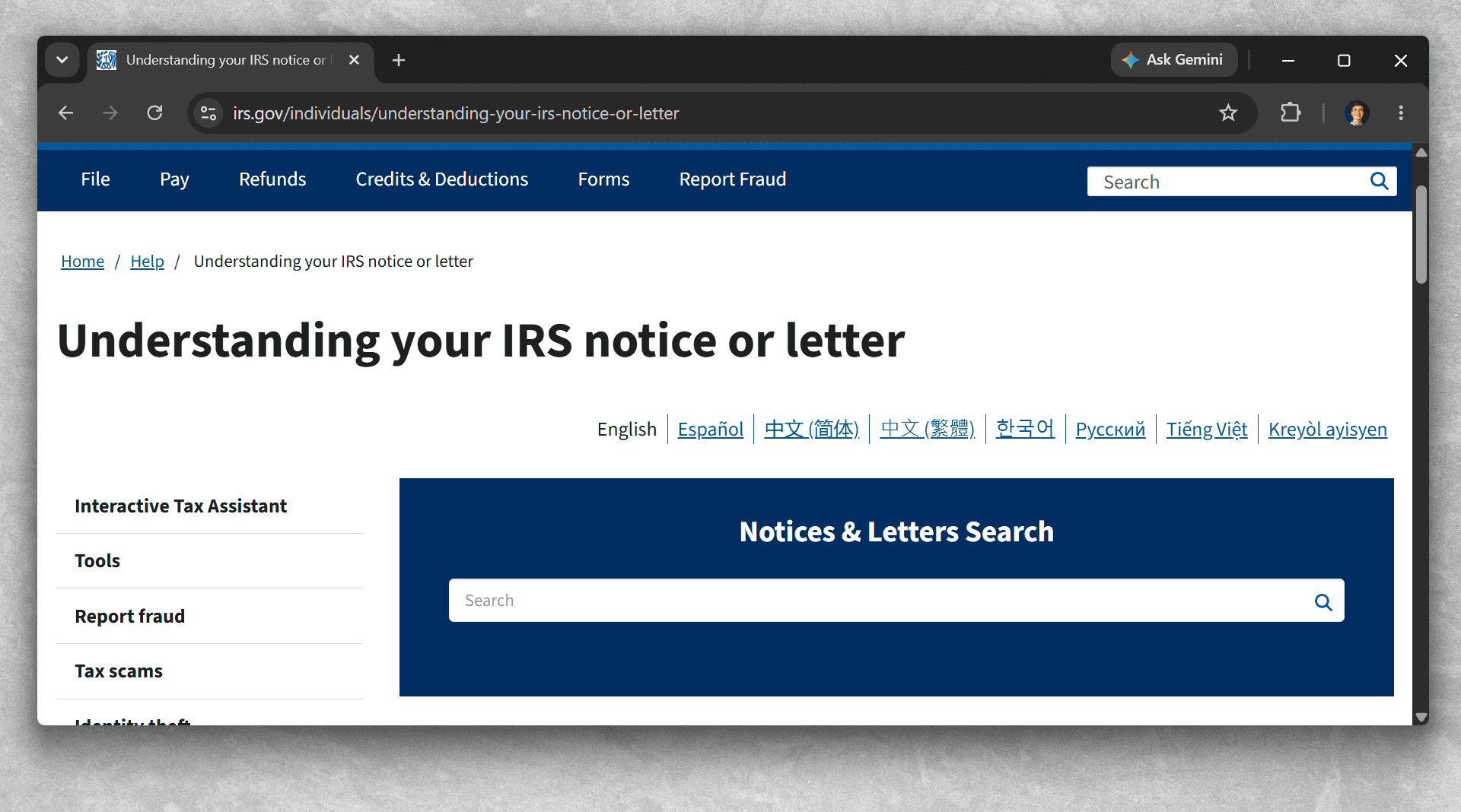 irs notice or letter If you receive a letter from the IRS, verify its authenticity with the IRS letter search tool before taking any actions